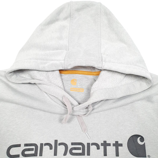Mens Grey Carhartt Workwear Spellout Hoodie Jumper