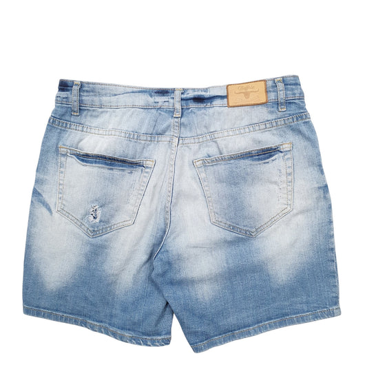 Womens Blue Buffalo Distressed Denim Shorts
