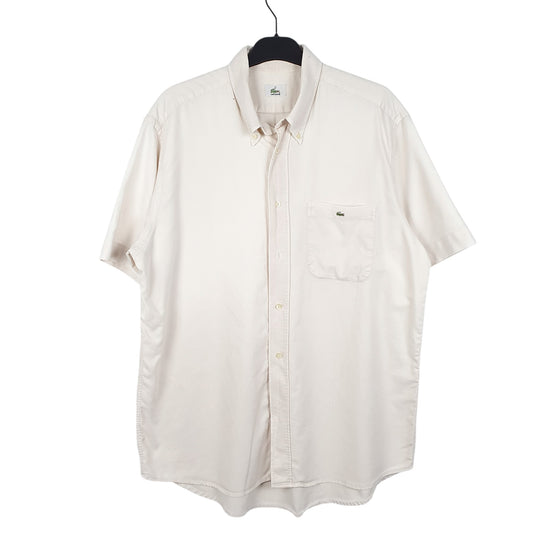Mens Cream Lacoste Short Sleeve Shirt