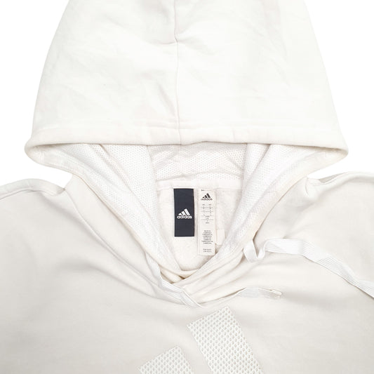 Mens White Adidas Spellout Hoodie Jumper