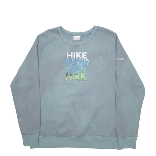Mens Blue Columbia Hike Hiking Spellout Crewneck Jumper