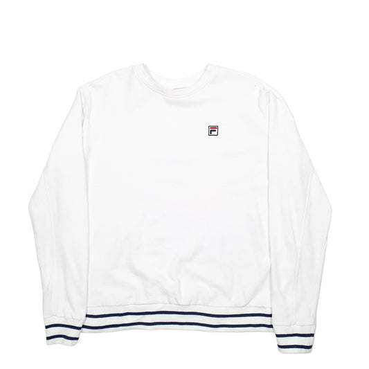 Mens White Fila Crewneck Jumper