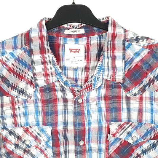 Mens White Levis Western Cowboy Pearl Snap Short Sleeve Shirt