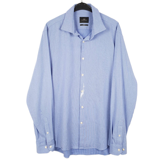 Mens Blue Moss London Long Sleeve Shirt
