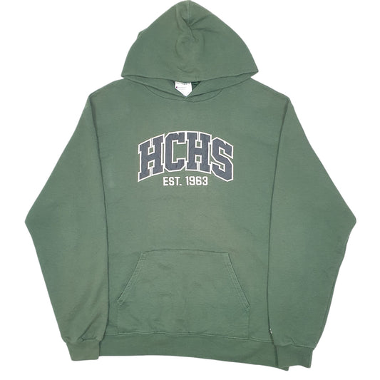 Mens Green Champion HCHS College USA Spellout Hoodie Jumper