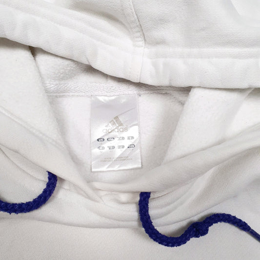 Womens White Adidas Spellout Hoodie Jumper