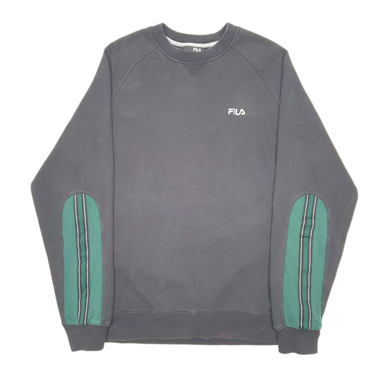Mens Black Fila Raglan Crewneck Jumper