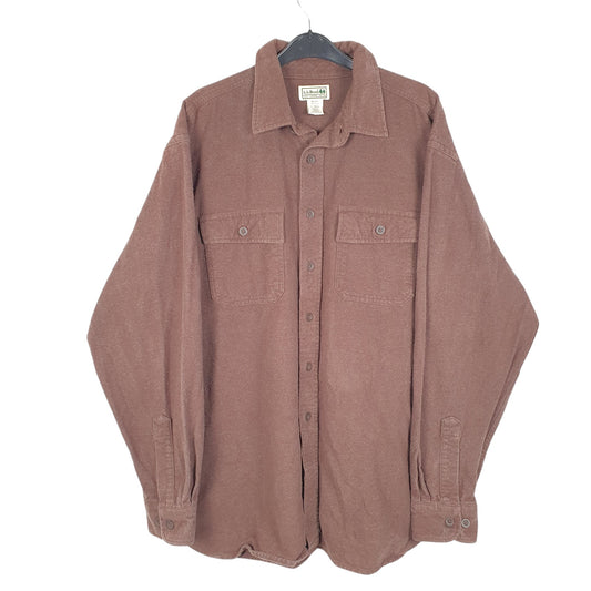 Mens Brown L.L.Bean Chamois Overshirt Shacket Long Sleeve Shirt