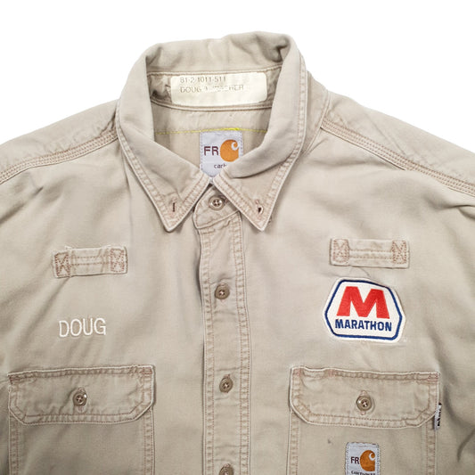 Mens Beige Carhartt Long Sleeve Shirt