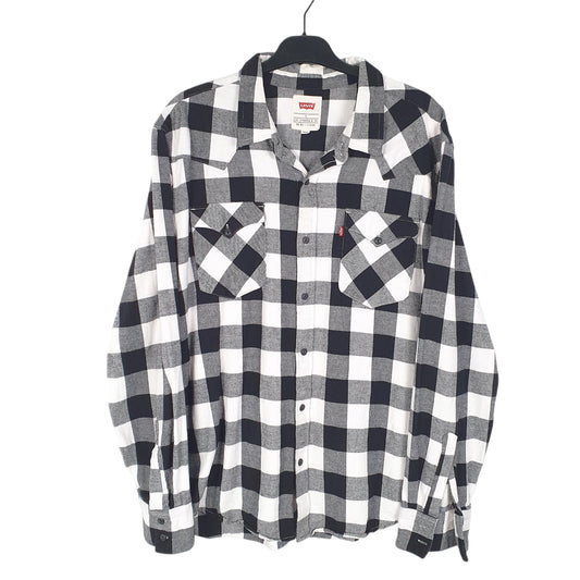 Mens White Levis Flannel Lumberjack Long Sleeve Shirt