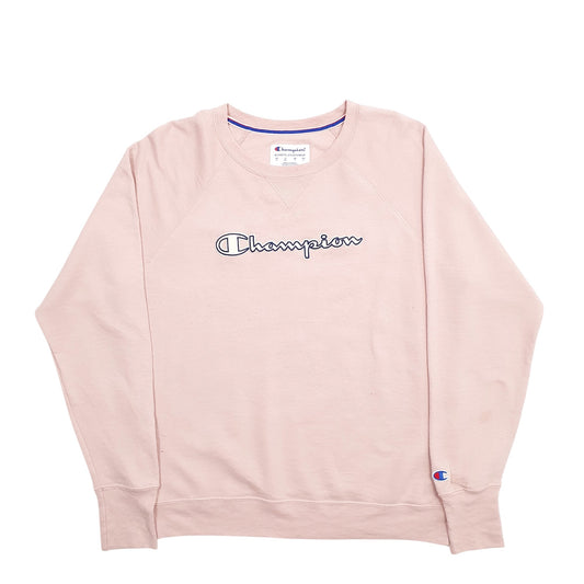 Womens Pink Champion Spellout Crewneck Jumper