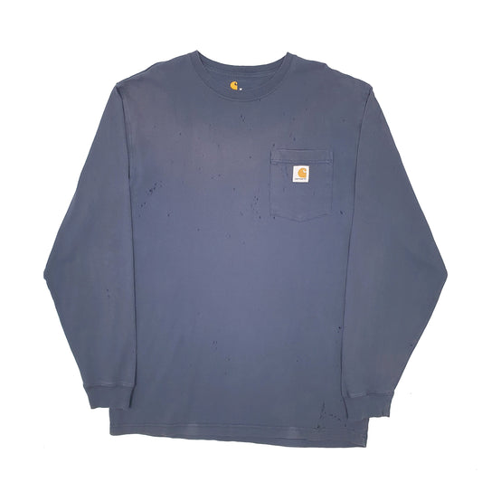 Mens Navy Carhartt Long Sleeve T Shirt