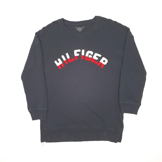 Mens Black Tommy Hilfiger Spellout Sleepwear Crewneck Jumper
