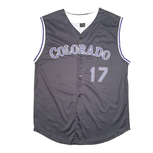 Mens Black Coyote Promotions MLB Baseball Jersey Colorado Rockies Sleeveless Short Sleeve T Shirt