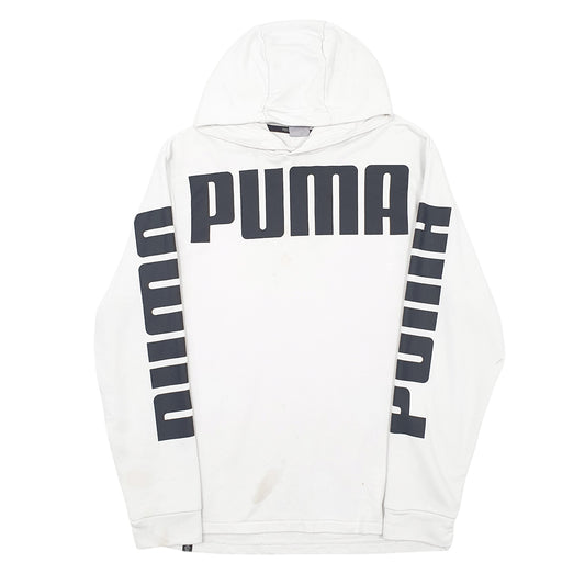 Mens White Puma Hoodie Jumper