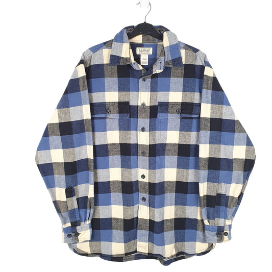 Mens Blue L.L.Bean Chamois Overshirt Shacket Long Sleeve Shirt