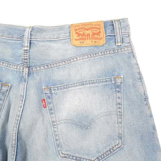 Mens Blue Levis Denim Jeans Jorts 569 Baggy Denim Shorts