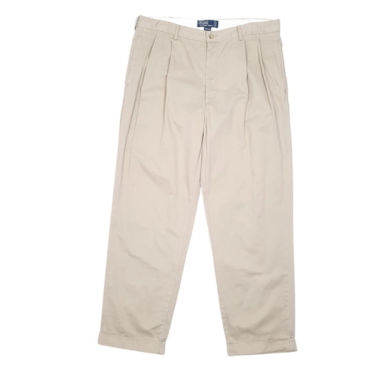 Mens Beige Polo Ralph Lauren Hammond Pant Double Pleated Vintage Chino Trousers