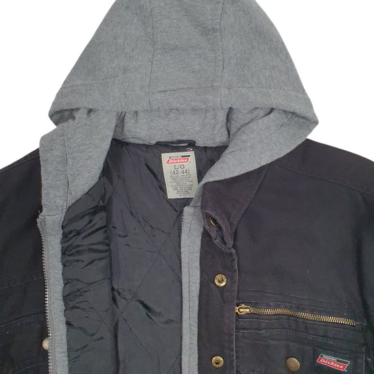 Mens Black Dickies Shacket Overshirt Hooded Coat