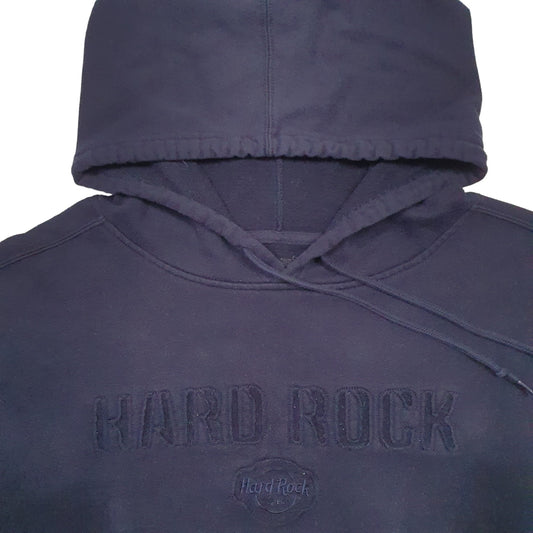 Mens Navy Hard Rock Cafe Spellout Hoodie Jumper