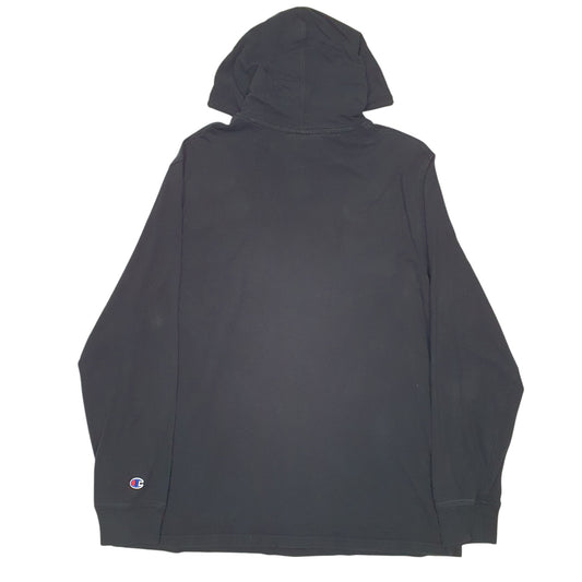 Mens Black Champion Hoodie Long Sleeve T Shirt