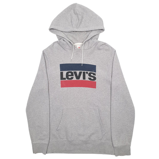 Mens Grey Levis Spellout Hoodie Jumper
