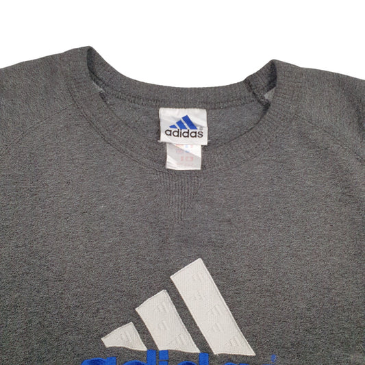Mens Grey Adidas Spellout Vintage 90's Crewneck Jumper