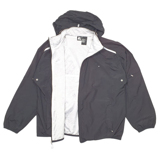 Mens Black Starter Lightweight Hooded Full Zip Coat