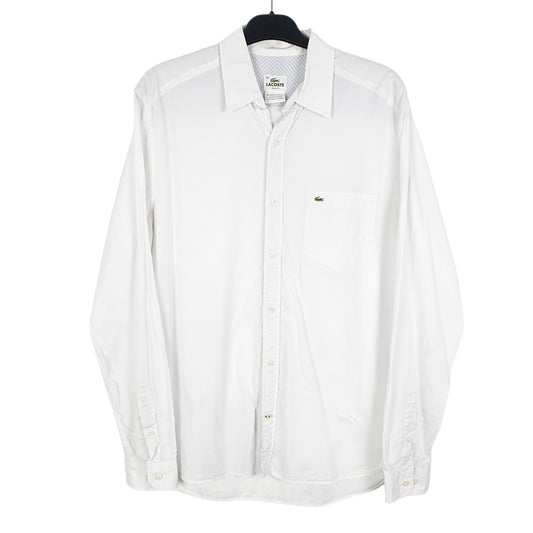 Mens White Lacoste Long Sleeve Shirt