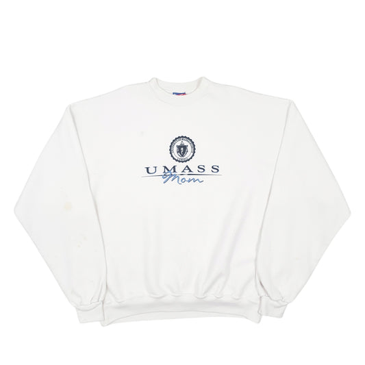 Mens White Champion University of Massachusetts Crewneck Jumper