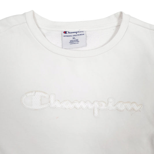 Womens White Champion Crewneck Jumper