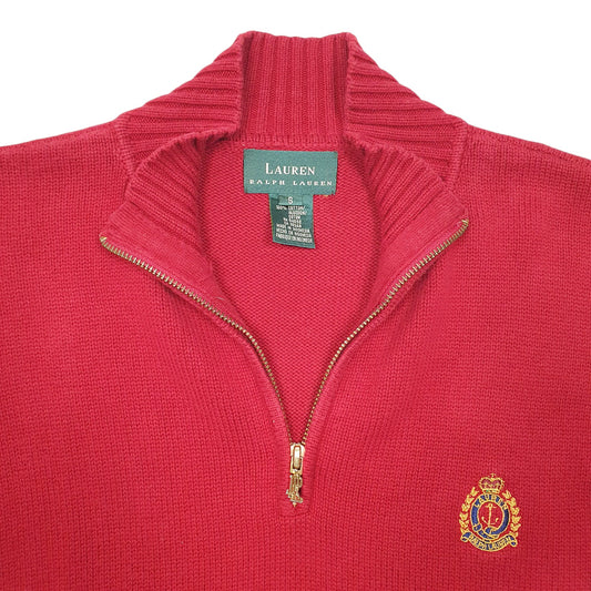 Mens Red Ralph Lauren Knit Crest Anchor Quarter Zip Jumper