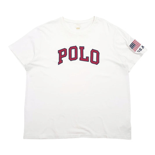 Mens White Polo Ralph Lauren Spellout Short Sleeve T Shirt