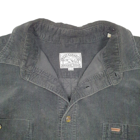 Mens Black Canadian Rugged Wear Corduroy Overshirt Shacket Long Sleeve Shirt