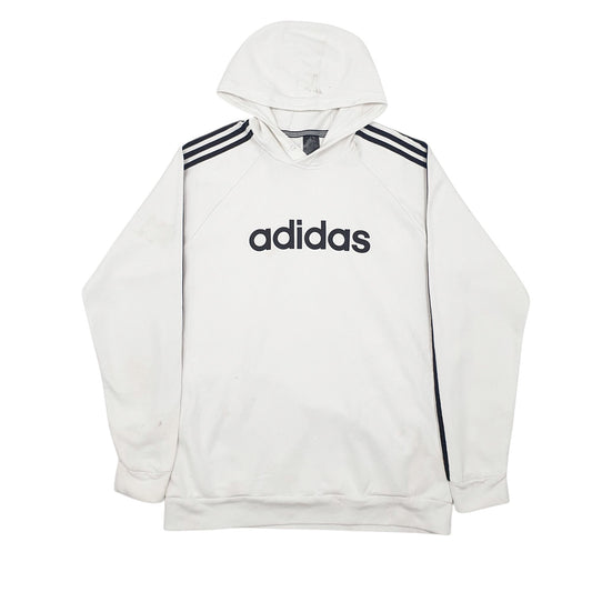 Mens White Adidas Spellout Hoodie Jumper