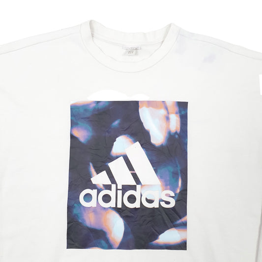 Womens White Adidas Crewneck Jumper