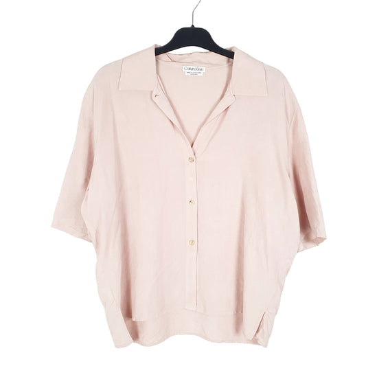 Womens Pink Calvin Klein Blouse Short Sleeve Shirt