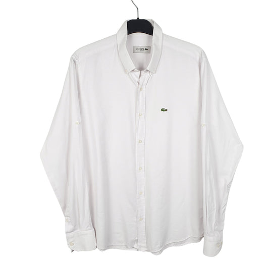 Mens White Lacoste Long Sleeve Shirt