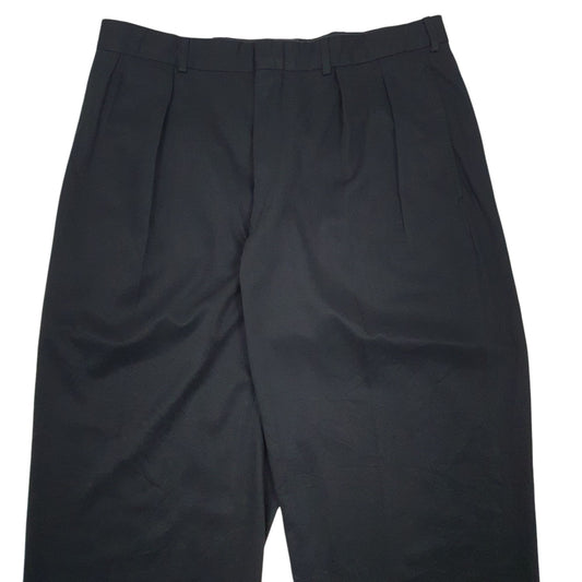 Mens Black Polo Ralph Lauren Vintage 90s 00s Double Pleated Chino Trousers