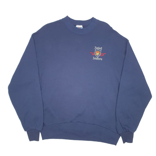 Mens Navy Jerzees Vintage Saint Isidore Made In USA 90s Crewneck Jumper