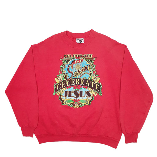 Mens Red Lee Jesus Celebrate Christmas Baptist Made In USA Crewneck Jumper