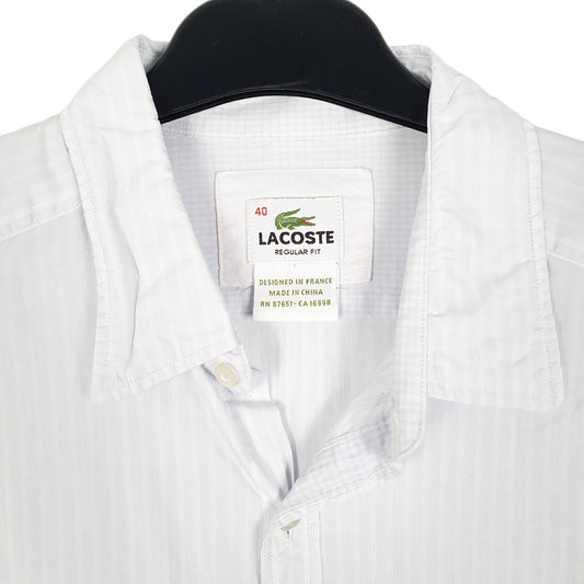 Mens White Lacoste Long Sleeve Shirt