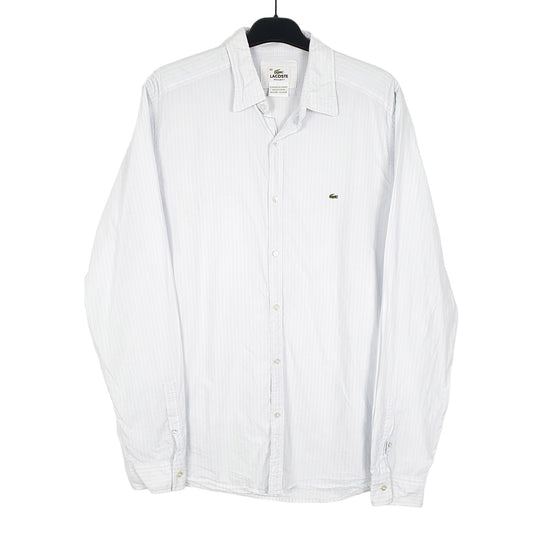 Mens White Lacoste Long Sleeve Shirt