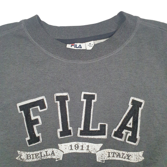Mens Grey Fila Spellout Crewneck Jumper