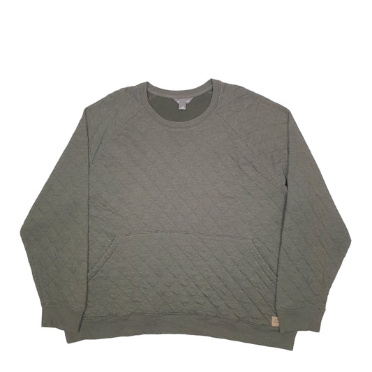 Mens Khaki Eddie Bauer Quilted Pocket Crewneck Jumper