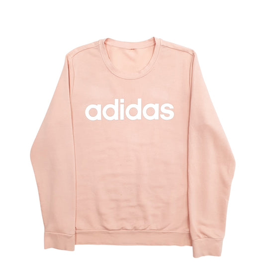 Womens Pink Adidas Spellout Crewneck Jumper