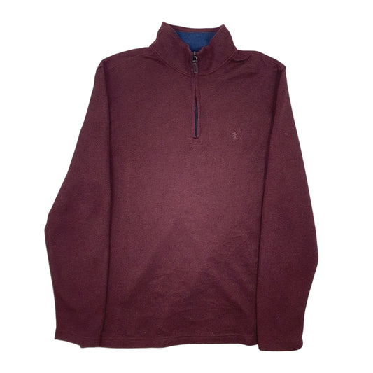 Mens Burgundy Izod Quarter Zip Jumper