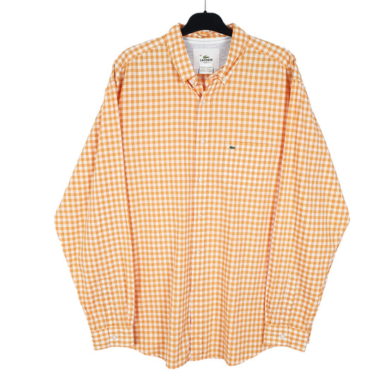 Mens Orange Lacoste Long Sleeve Shirt