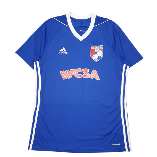 Mens Blue Adidas Warren County Soccer Academy Football Climacool Short Sleeve T Shirt