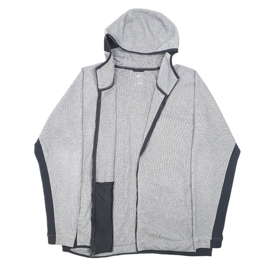 Mens Grey Nike Dri Fit Active Workout Running Hoodie Full Zip Jumper